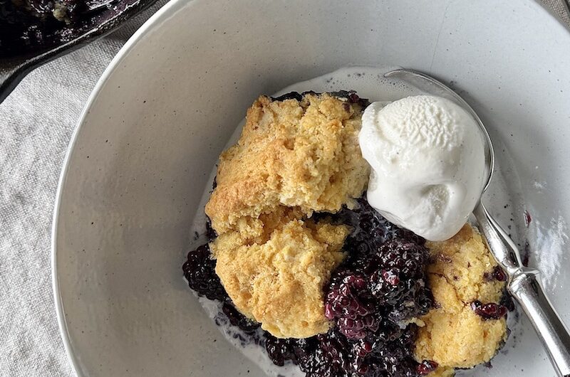 Dewberry Cobbler with Cornmeal Biscuit